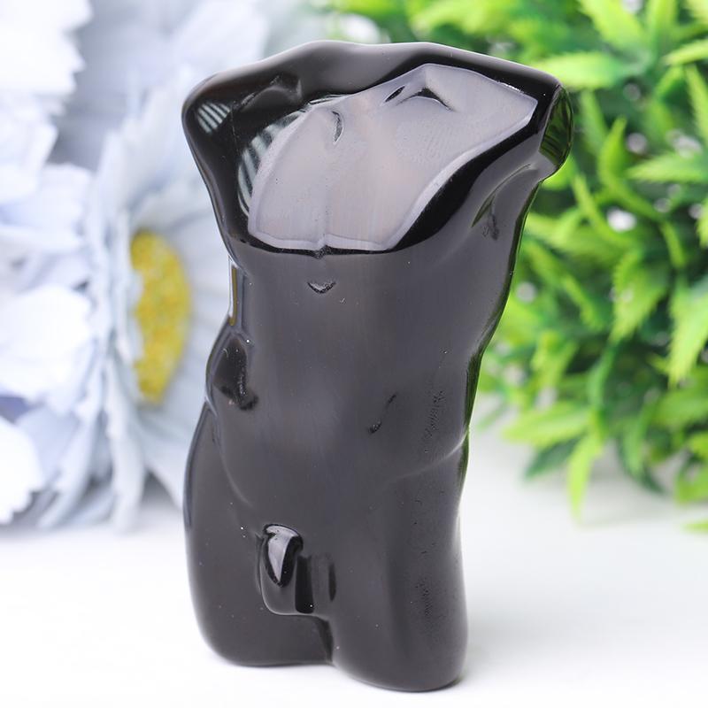 2.0-3.0" Black Obsidian Man Body Crystal Carvings Wholesale Crystals