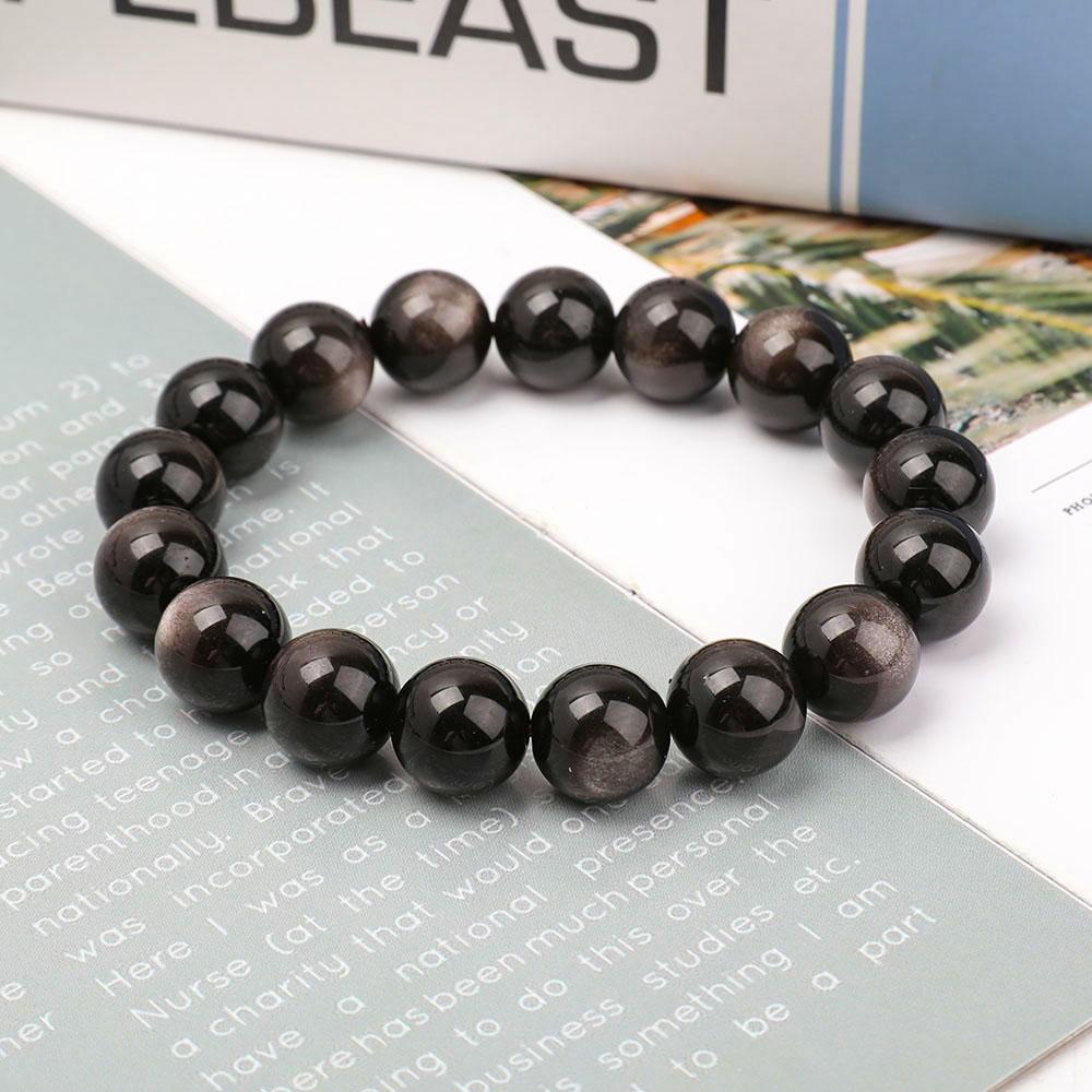 12mm Silver Obsidian Bracelet Wholesale Crystals