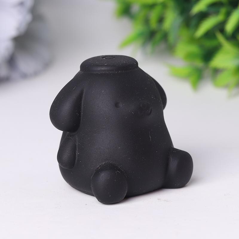 Black Obsidian Pompom Purin Crystal Carvings Wholesale Crystals