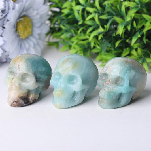 2" Sky Blue Skull Crystal Carvings Wholesale Crystals