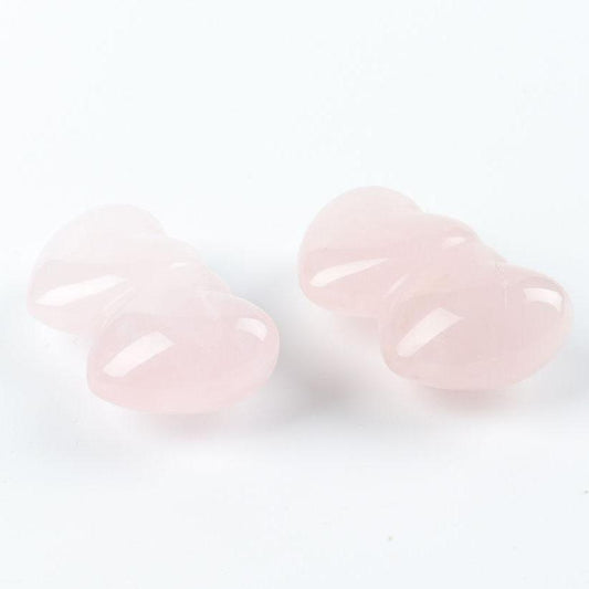 Rose Quartz Double Heart Shape Crystal Carving Free Form Wholesale Crystals