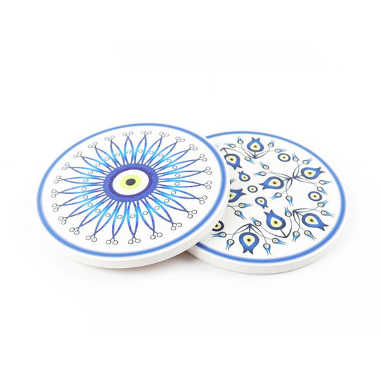 Round Ceramic Coaster Eye Painting Wholesale Crystals