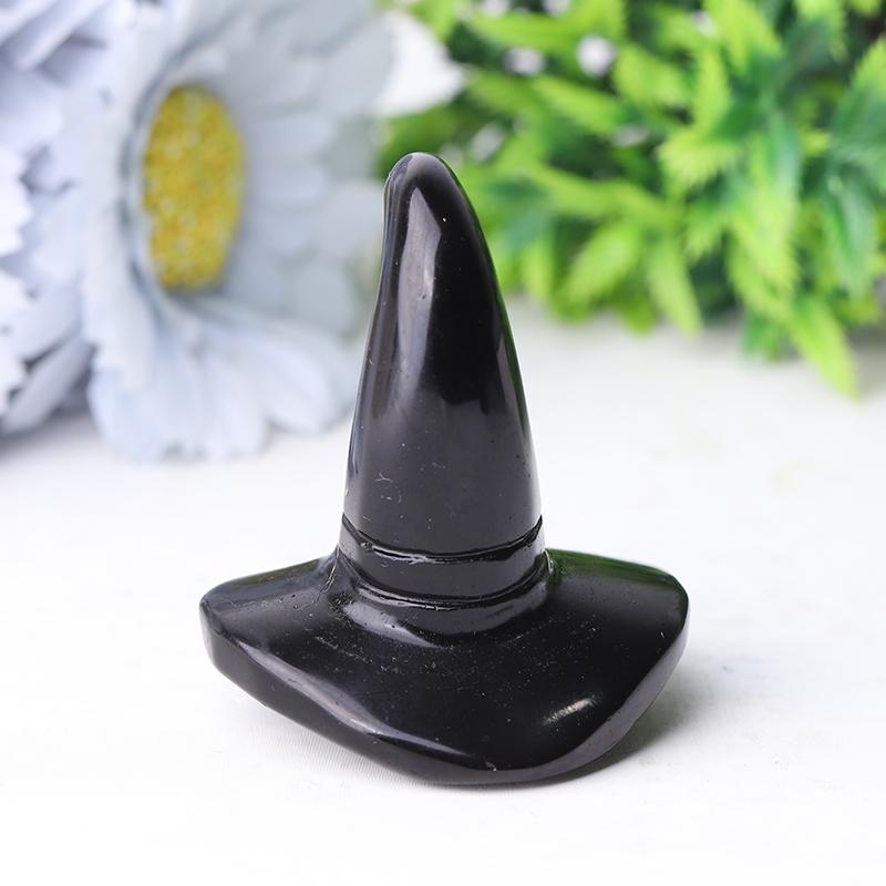 2.25" Black Obsidian Witch's Hat Crystal Carvings Wholesale Crystals