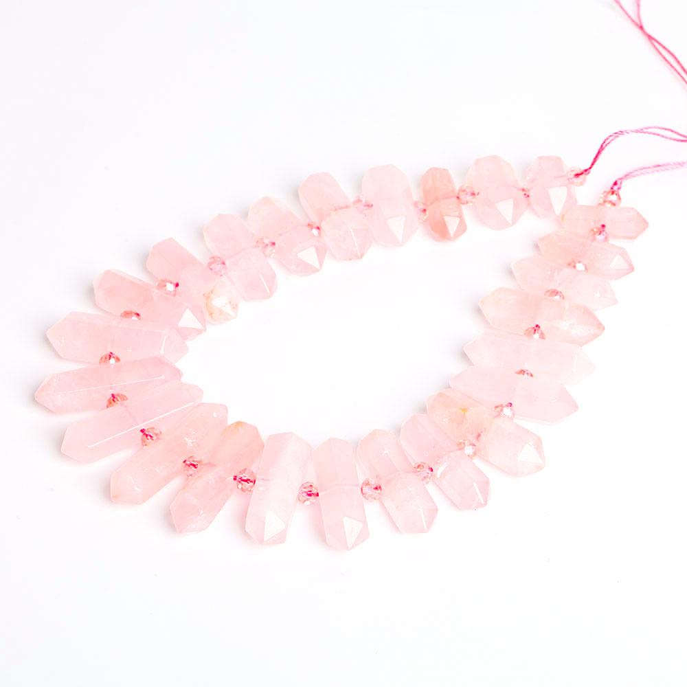 Rose Quartz Crystal Point Chain String for DIY Wholesale Crystals