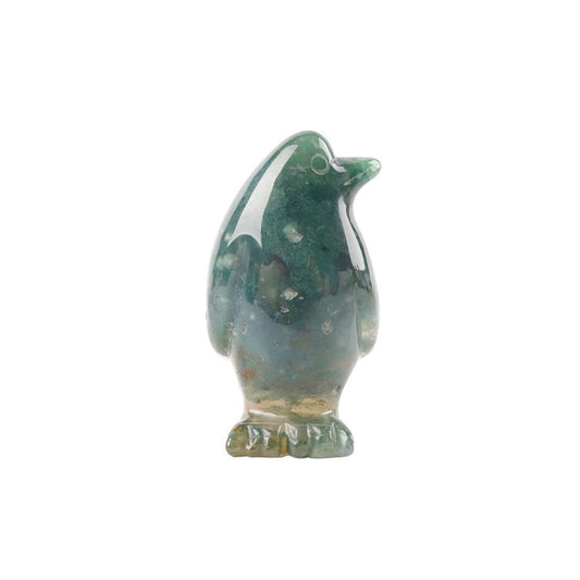 2" Moss Agate Crystal Carving Penguin Free Form Wholesale Crystals