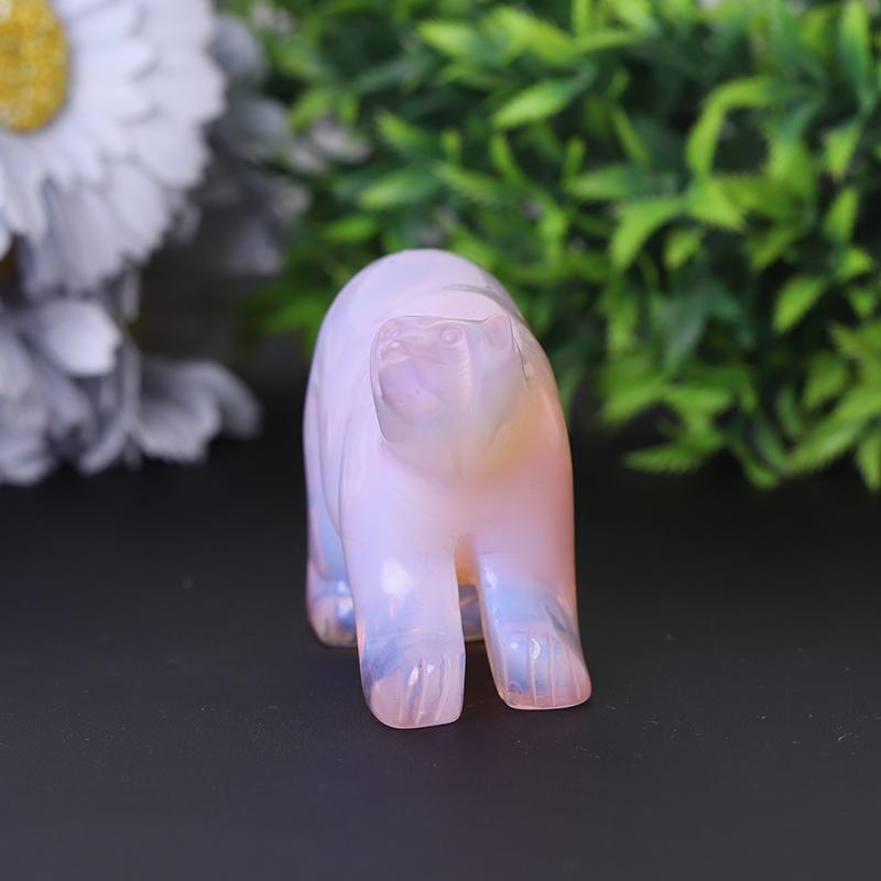 3" Pink Opal Bear Carving for Collection Crystal Gift Wholesale Crystals