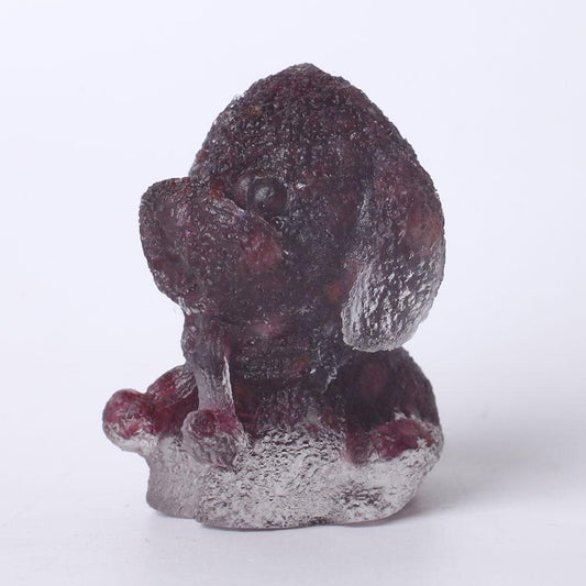 2" Resin Teddy Dog Figurine Infused Garnet Crystal Chips on Discount Wholesale Crystals