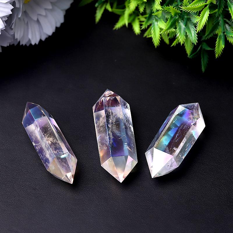 Aura Clear Quartz Double Terminated Point Wholesale Crystals