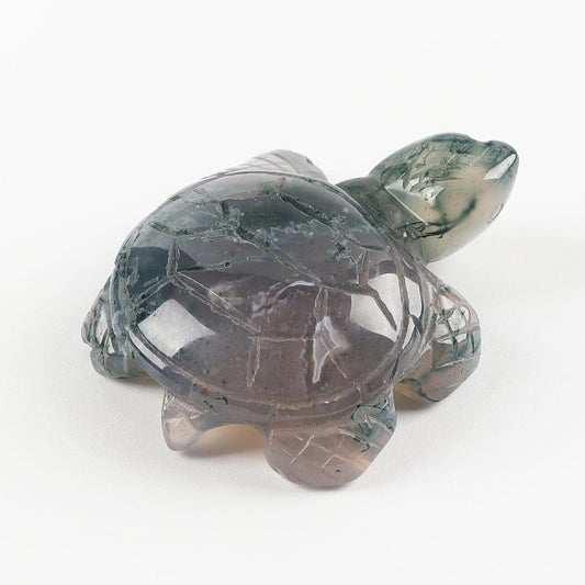 Crystal Carving Moss Agate Turtle Figurine Wholesale Crystals