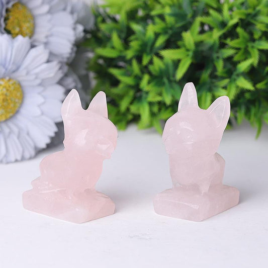 2.4" Rose Quartz Dog Crystal Carvings Wholesale Crystals