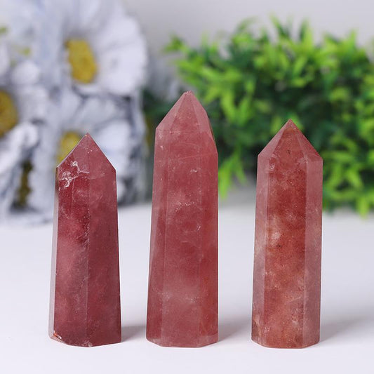 Wholesale Natural Crystal Tower Wand Strawberry Quartz Point for Decoration Wholesale Crystals