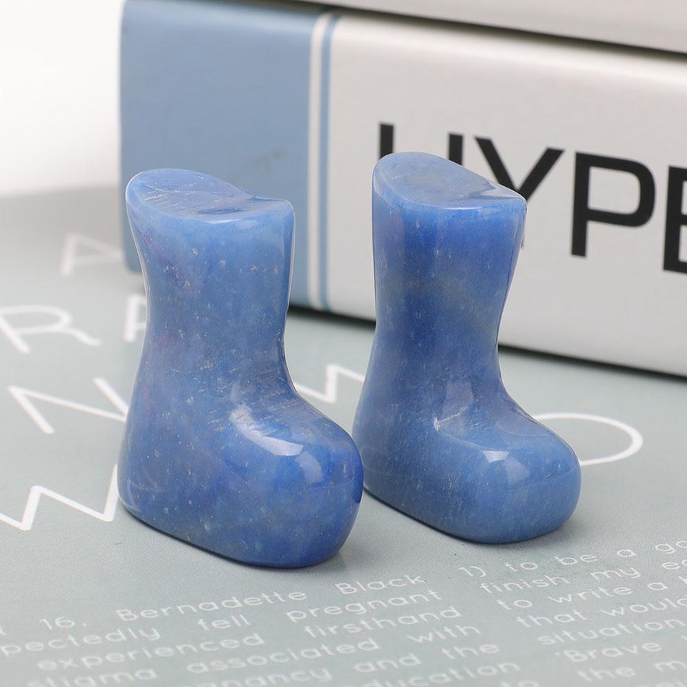 1.5" Set of 2 Blue Aventurine Boots Carvings for Christams Decor Wholesale Crystals