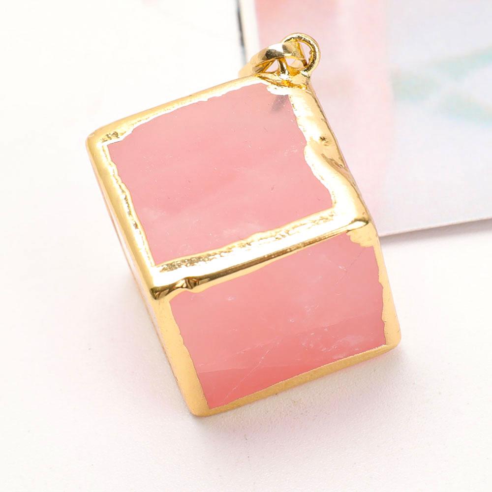 Rose Quartz Cube Pendant Wholesale Crystals