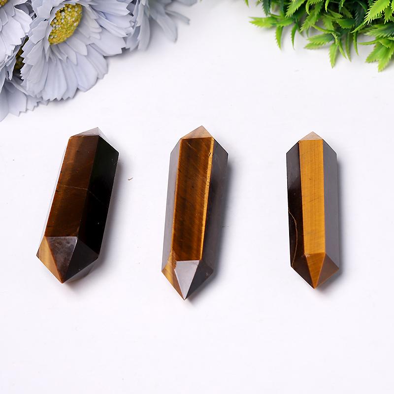 Wholesale Natural High Quality Tiger Eye Stone Quartz Crystal Double Point DT Wand Wholesale Crystals