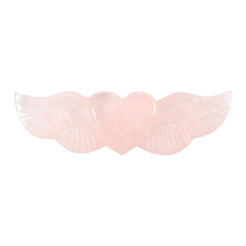 Rose Quartz Carved Heart with Wings Wholesale Crystals