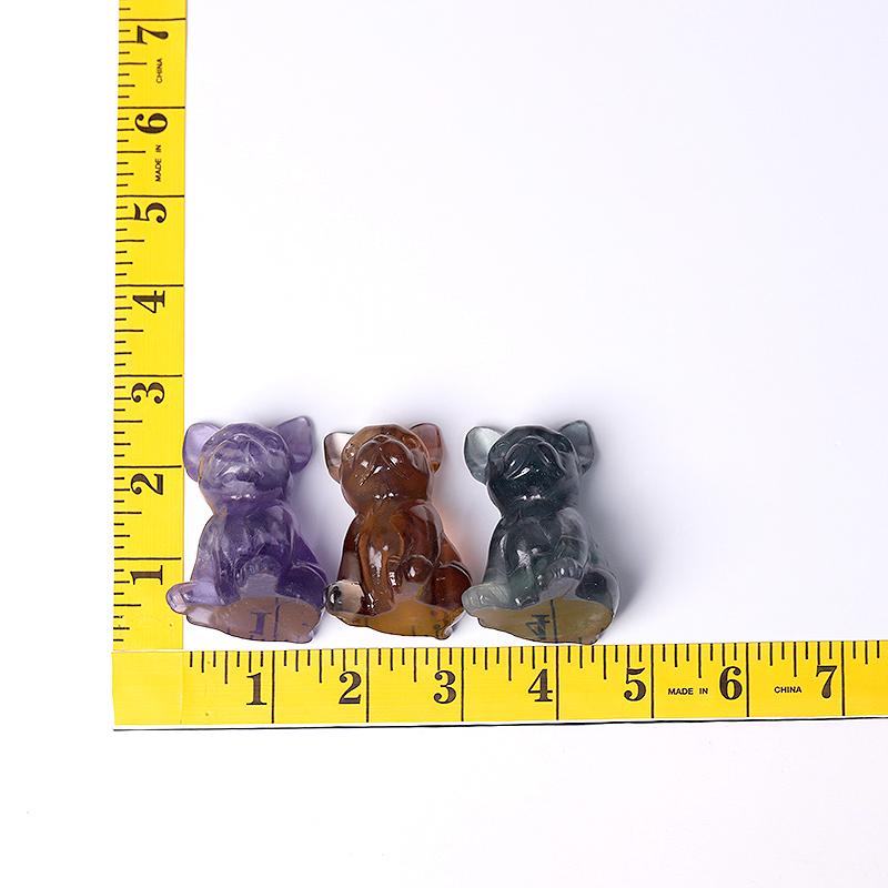 2.5" Wholesale High Quality Fluorite French Bulldog Carving Crystal Dog For Home Decor Wholesale Crystals