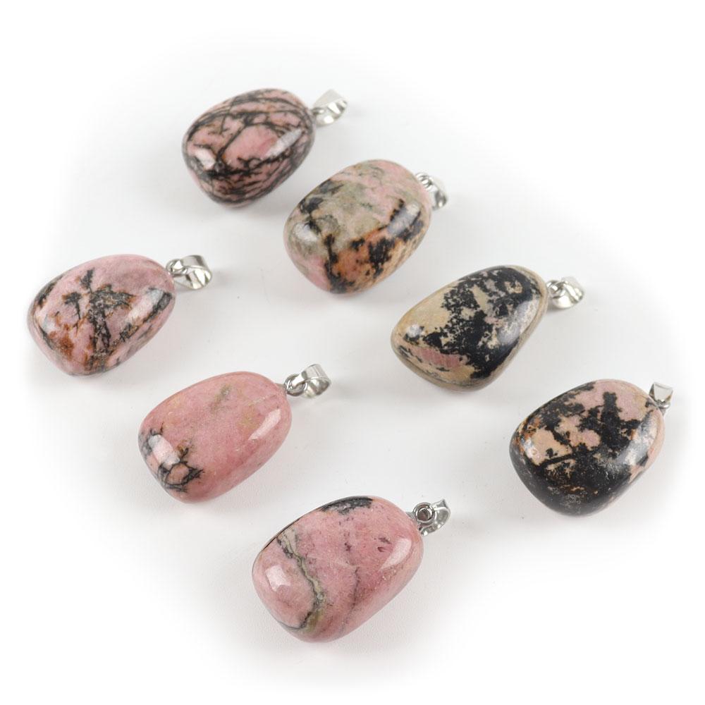 Natural Rhodonite Healing Crystal Polished Stones Irregular Crystal Pendant for Gift Wholesale Crystals