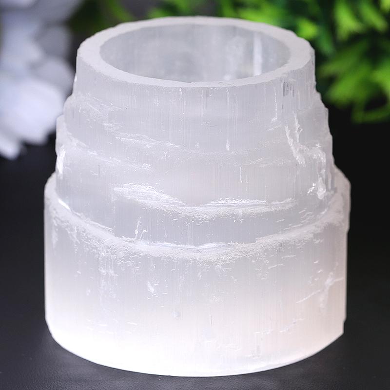 2.5" Selenite Tower Shape Candle Holder Wholesale Crystals