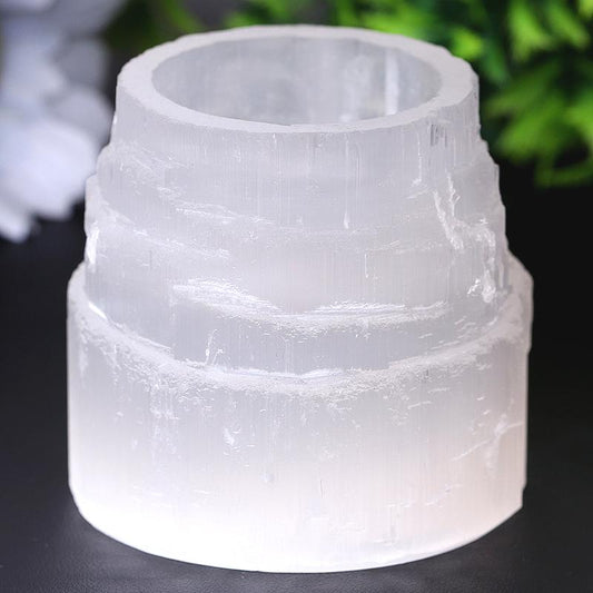 2.5" Selenite Tower Shape Candle Holder Wholesale Crystals