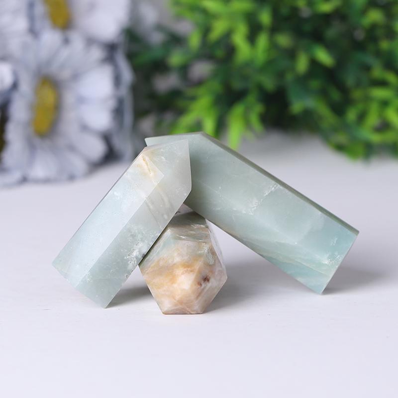 Natural Caribbean Calcite Points Meditation Sky Blue Crystal Point Healing Crystal Towers Wholesale Crystals