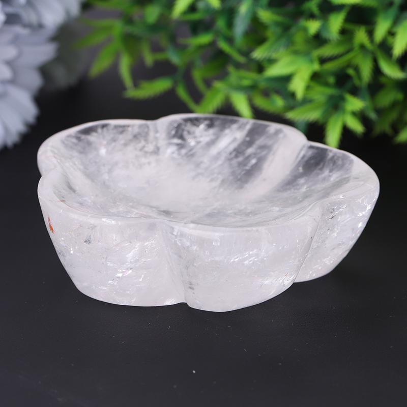 3.5" Clear Quartz Flower Shape Bowl Crystal Carvings Wholesale Crystals