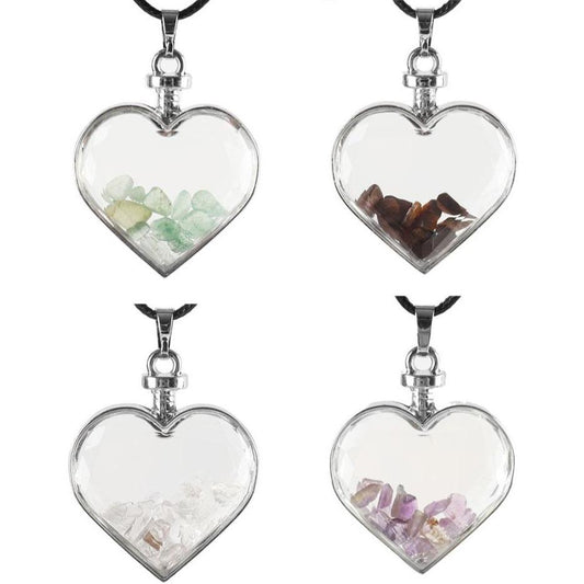 Heart Shaped Crystal Chips Infused Pendant Wholesale Crystals