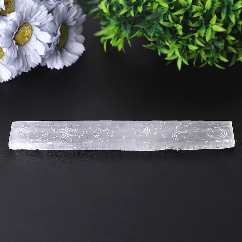 8" Selenite Wand with Laser Engraved Moon Pattern Wholesale Crystals