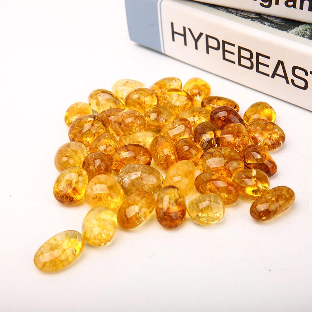 0.1kg Crack Citrine Tumbles Wholesale Crystals