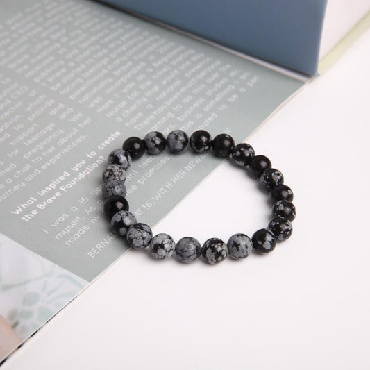 8mm Snowflake Obsidian Crystal Bracelet Wholesale Crystals