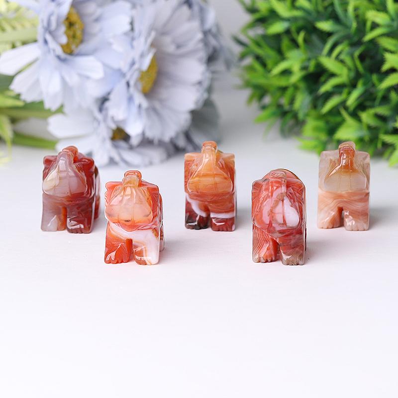 2" Wholesale Natural High Quality Beautiful Hand Carved Carnelian Elephant Crystal Figurine For Decoration Wholesale Crystals