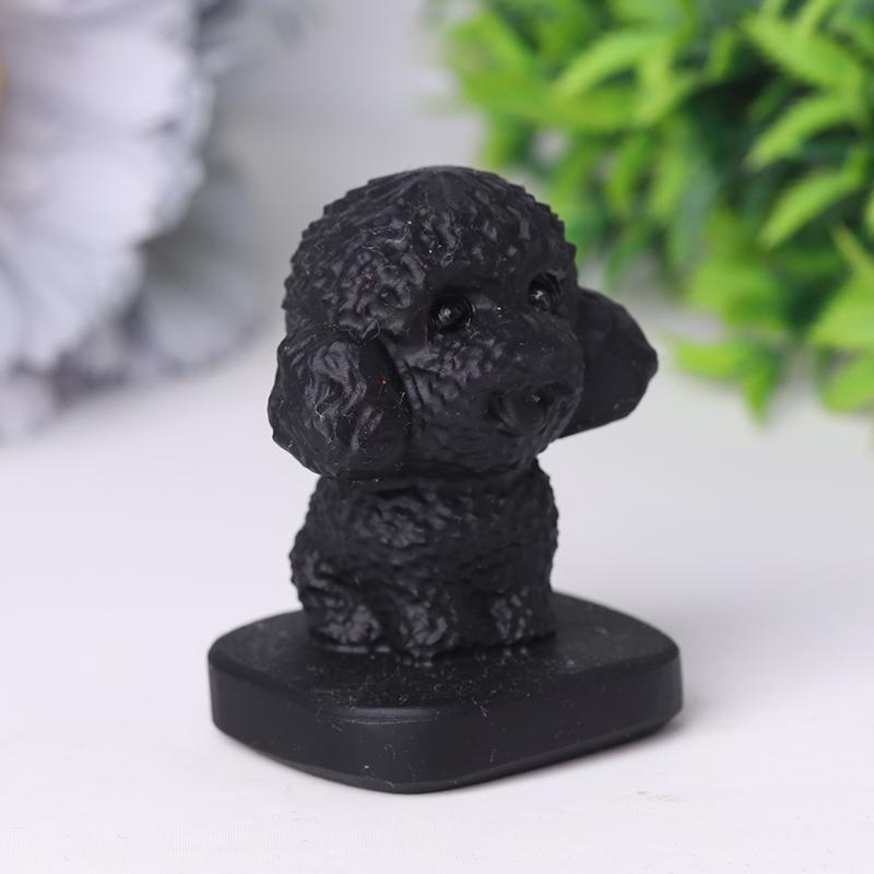 Black Obsidian Teddy Dog Crystal Carvings Wholesale Crystals