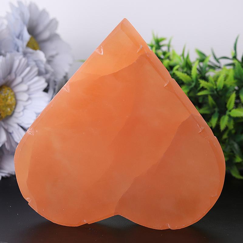 5" Peach Selenite Heart Shape Carving Wholesale Crystals