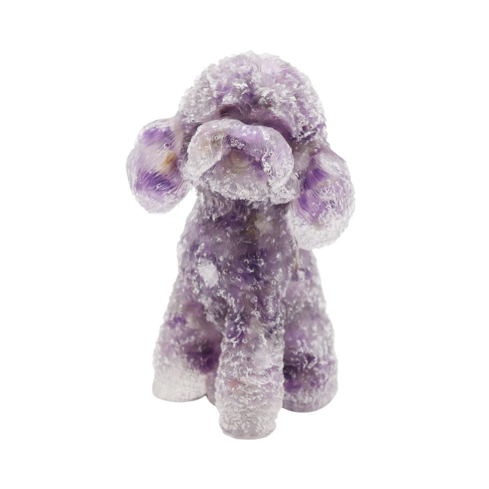 Resin Dog Figurines with Amethsyt Gravel Toy Poodle Wholesale Crystals