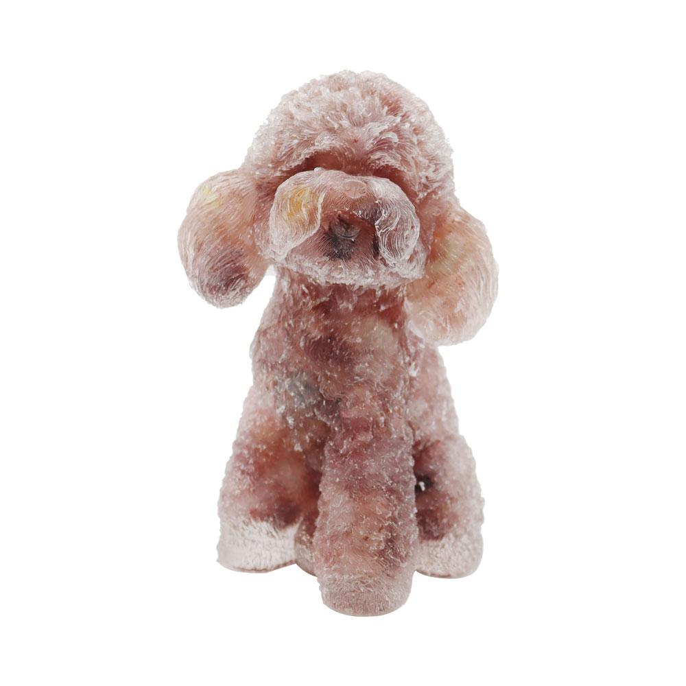 Resin Dog Figurines with Strawberry Gravel Toy Poodle for Kids Gifts Wholesale Crystals