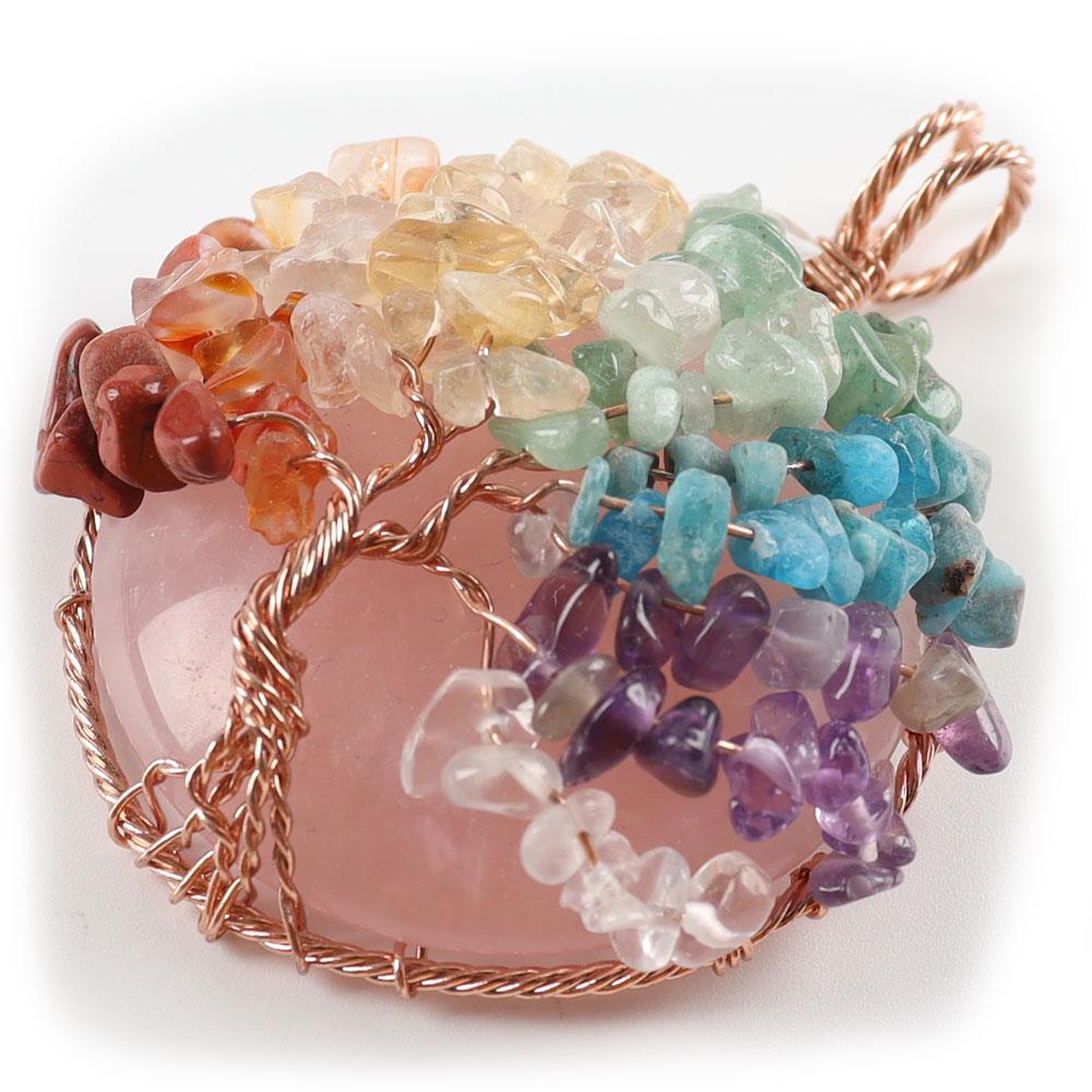 Tree of Life Pendant, Chakra Charm, Quartz Chips, Chakra Pendant Wholesale Crystals