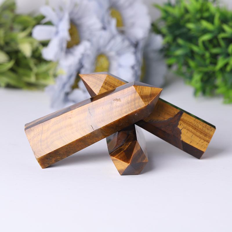 Wholesale Natural Quartz Crystal Point Reiki Gemstone Wands Crystal Tower Yellow Tiger Eye Points For Decoration Wholesale Crystals