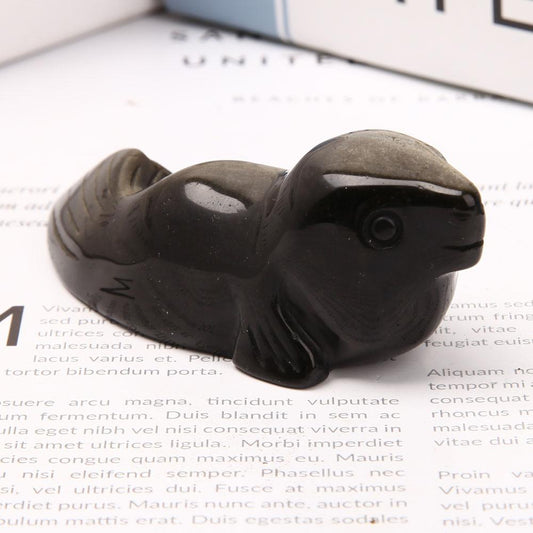 Silver Obsidian Sea Lion Carving Wholesale Crystals