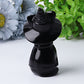 3.5" Black Obsidian Cat with Witch's Hat Crystal Carvings Wholesale Crystals