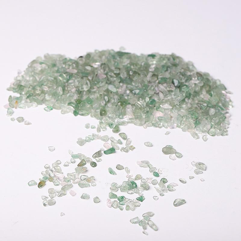 0.1kg Different Size Natural Green Strawberry Quartz Chips Crystal Chips for Decoration Wholesale Crystals