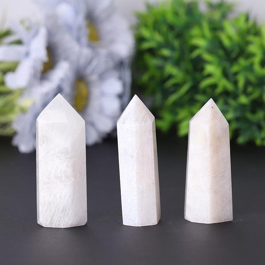 Wholesale Polished Healing Stone Natural White Moonstone Point For Sale Wholesale Crystals