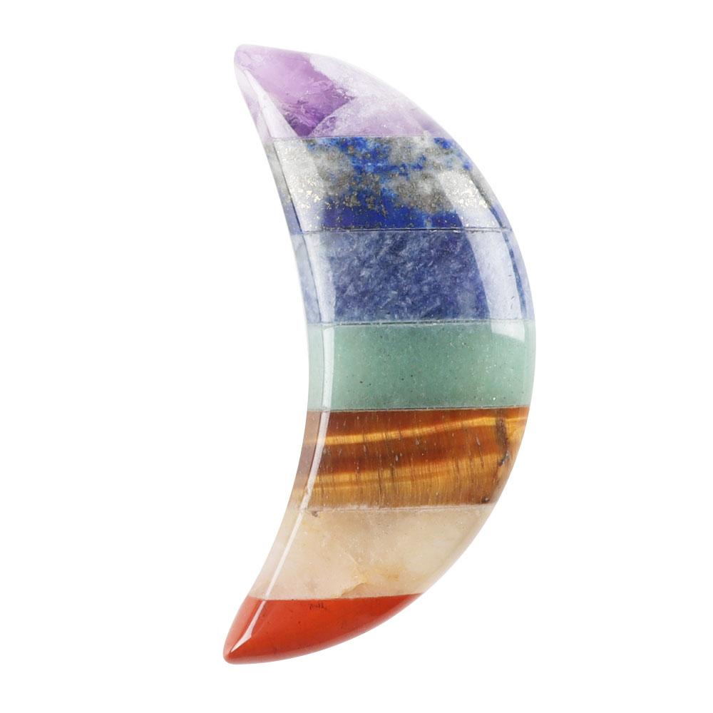 Moon Shape 7 Chakra Palm Stone Crystal Carvings Wholesale Crystals