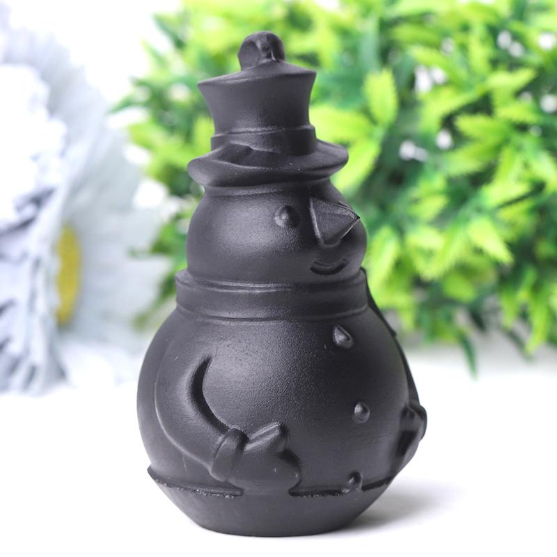 3.7" Black Obsidian Snowman Crystal Carvings Wholesale Crystals