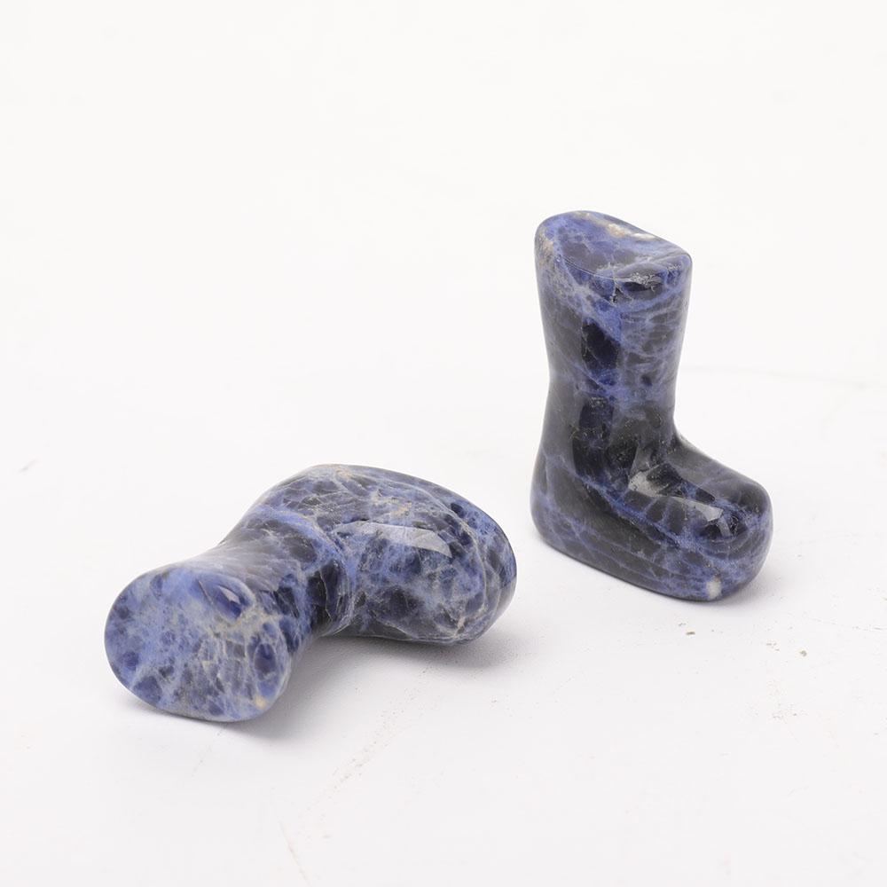 1.5" Set of 2 Sodalite Christmas Boots Carvings Wholesale Crystals