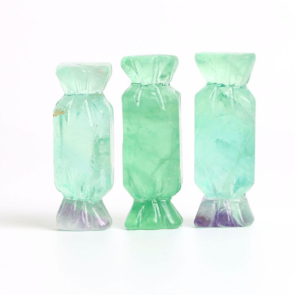 Set of 3 Fluorite Candy Shape Carving Decoration Wholesale Crystals