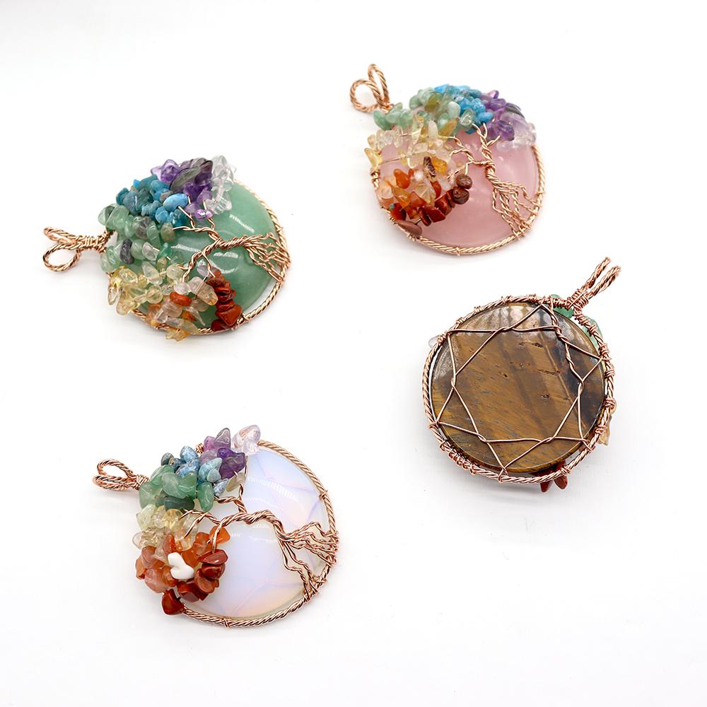 Tree of Life Pendant, Chakra Charm, Quartz Chips, Chakra Pendant Wholesale Crystals