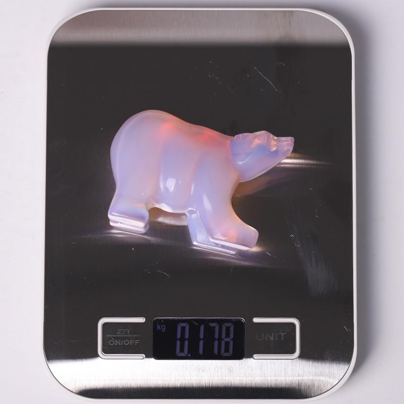 3" Pink Opal Bear Carving for Collection Crystal Gift Wholesale Crystals