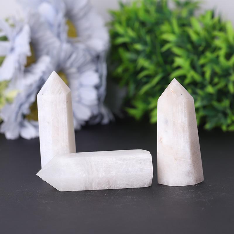Wholesale Polished Healing Stone Natural White Moonstone Point For Sale Wholesale Crystals