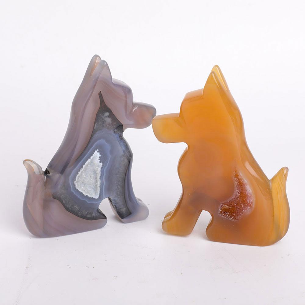 Druzy Agate Dog Carvings Wholesale Crystals