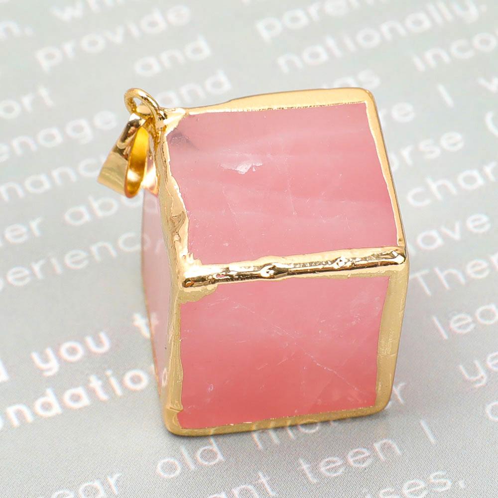 Rose Quartz Cube Pendant Wholesale Crystals