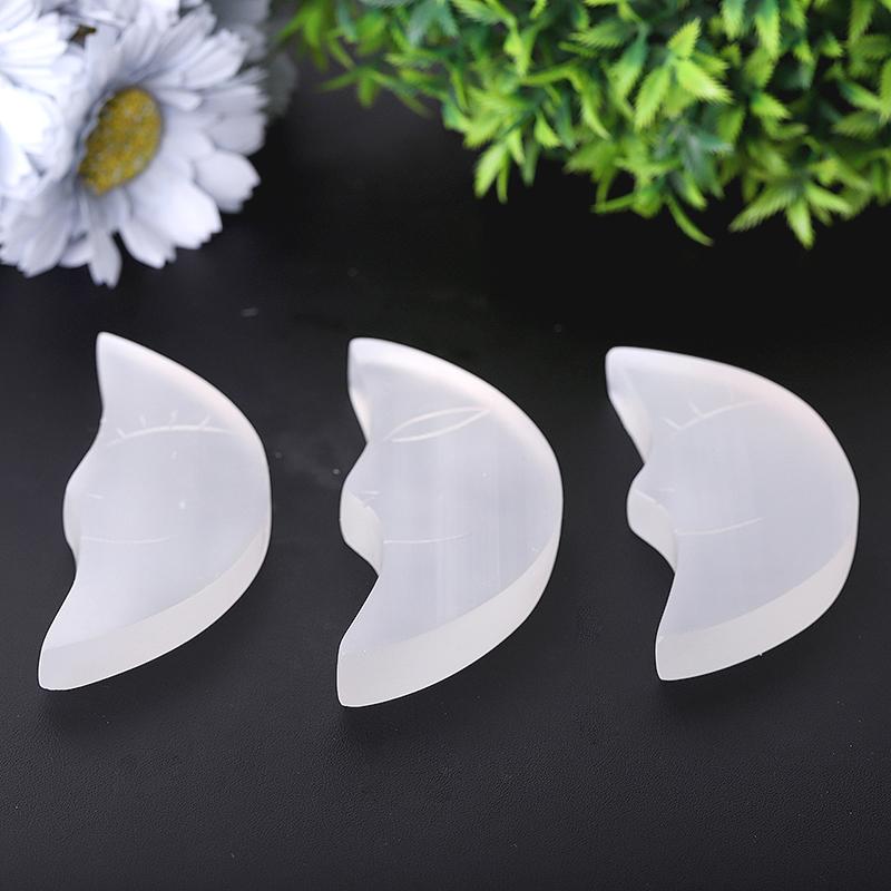 3.5"-4" Hand Carved Selenite Moon Wholesale Crystals